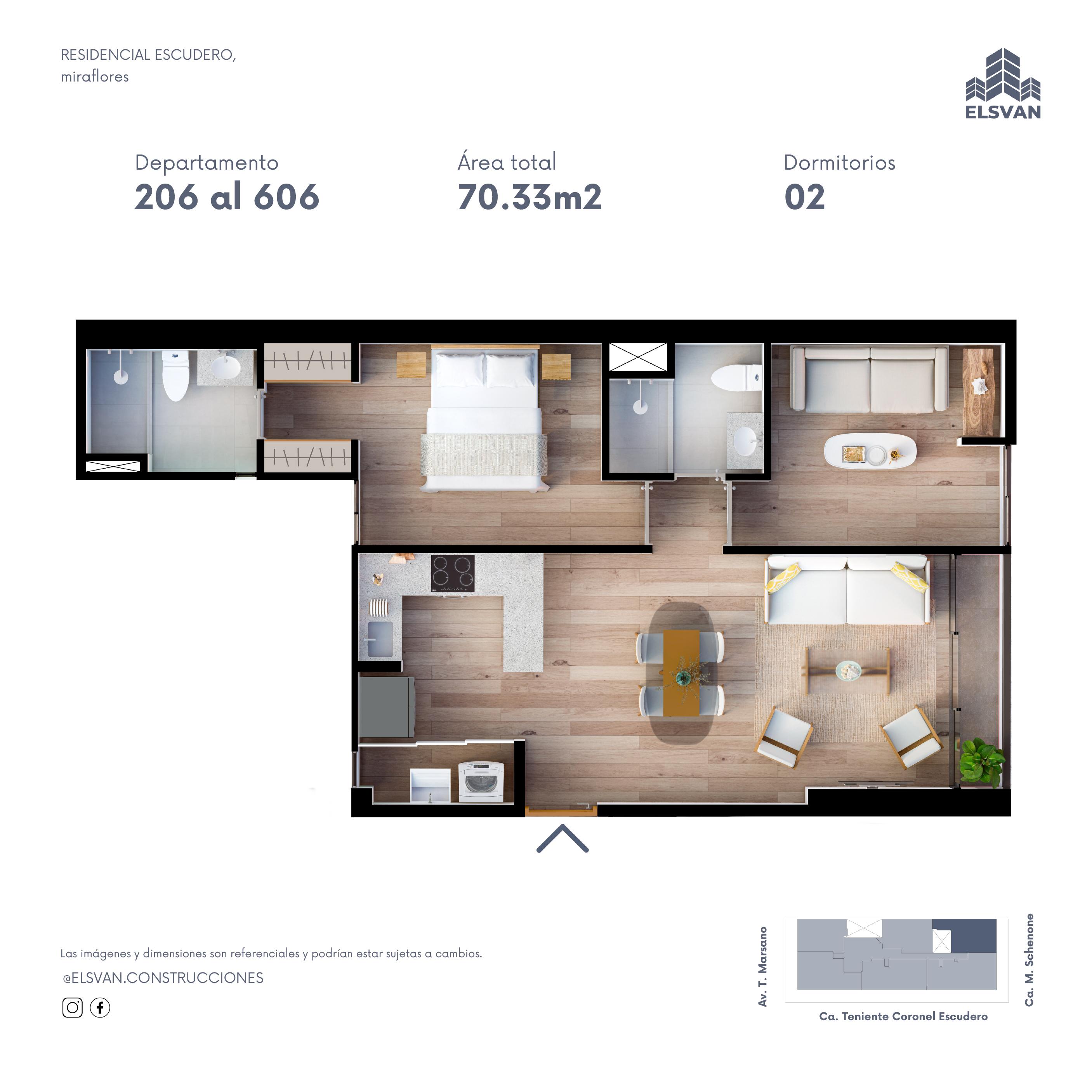 Plano del departamento del Residencial Escudero