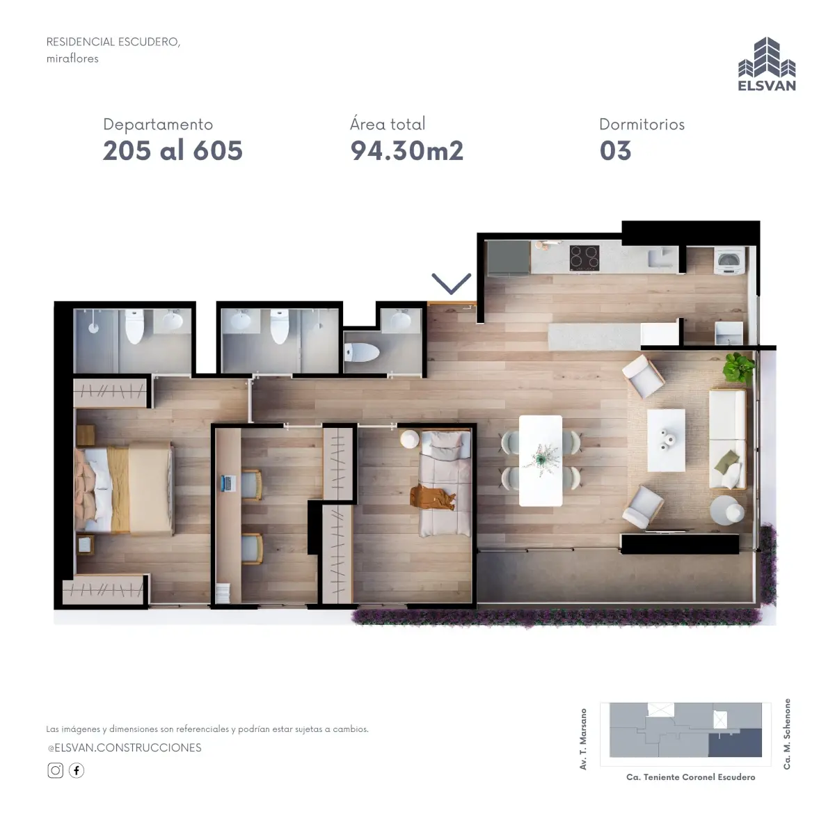Plano del departamento del Residencial Escudero