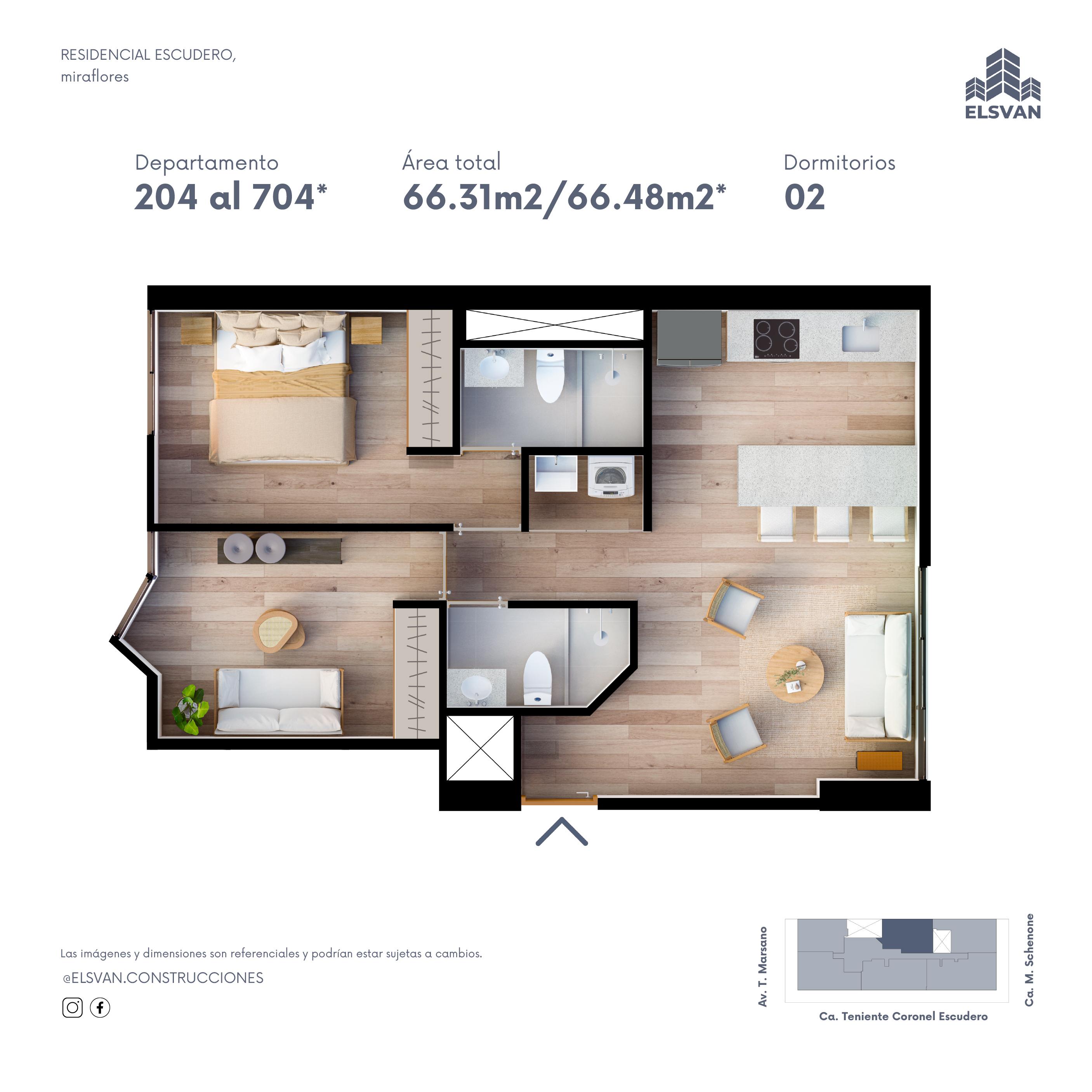 Plano del departamento del Residencial Escudero