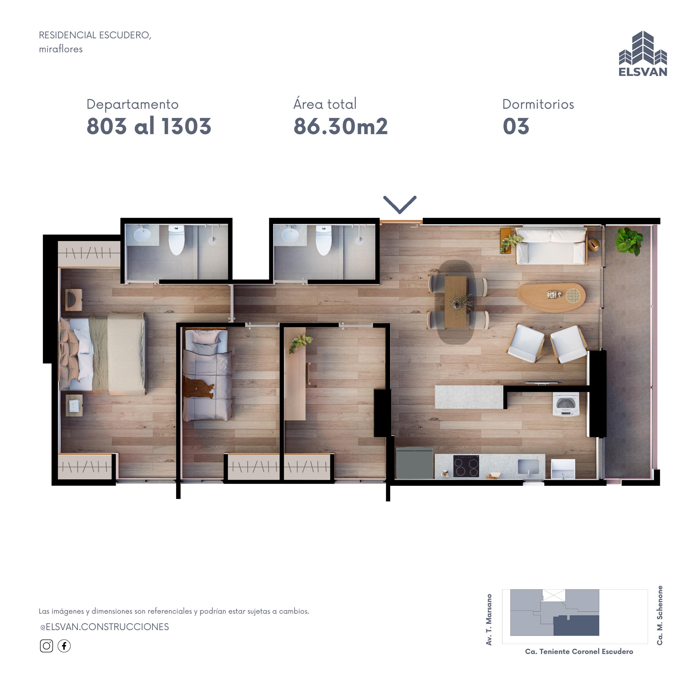 Plano del departamento del Residencial Escudero