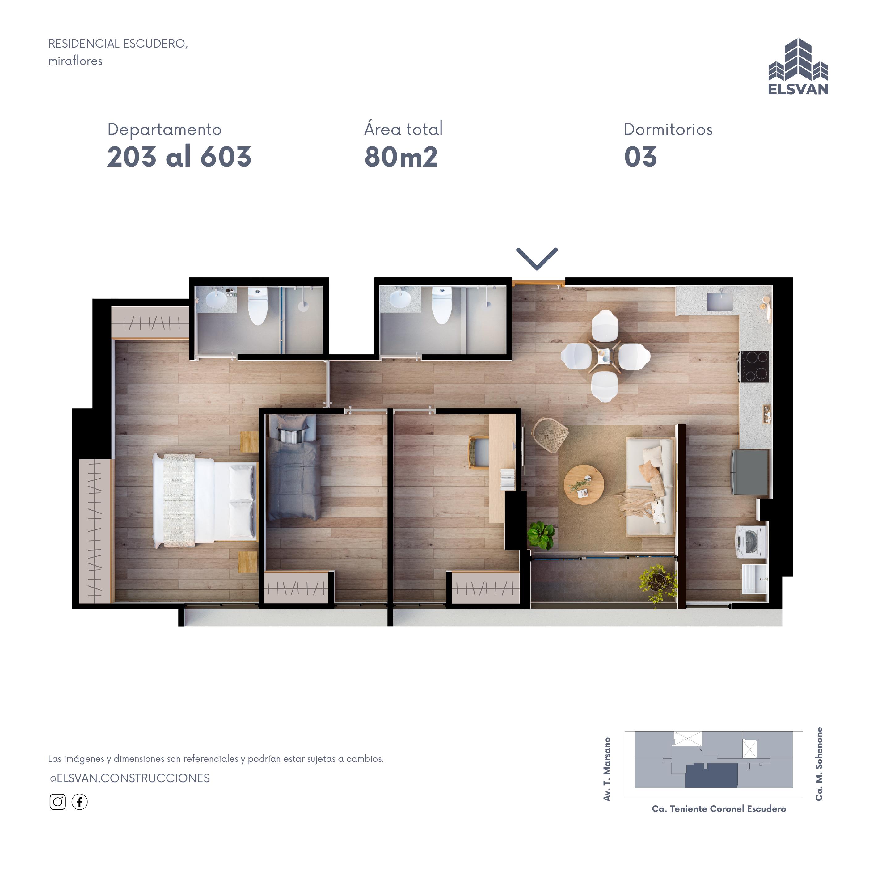 Plano del departamento del Residencial Escudero