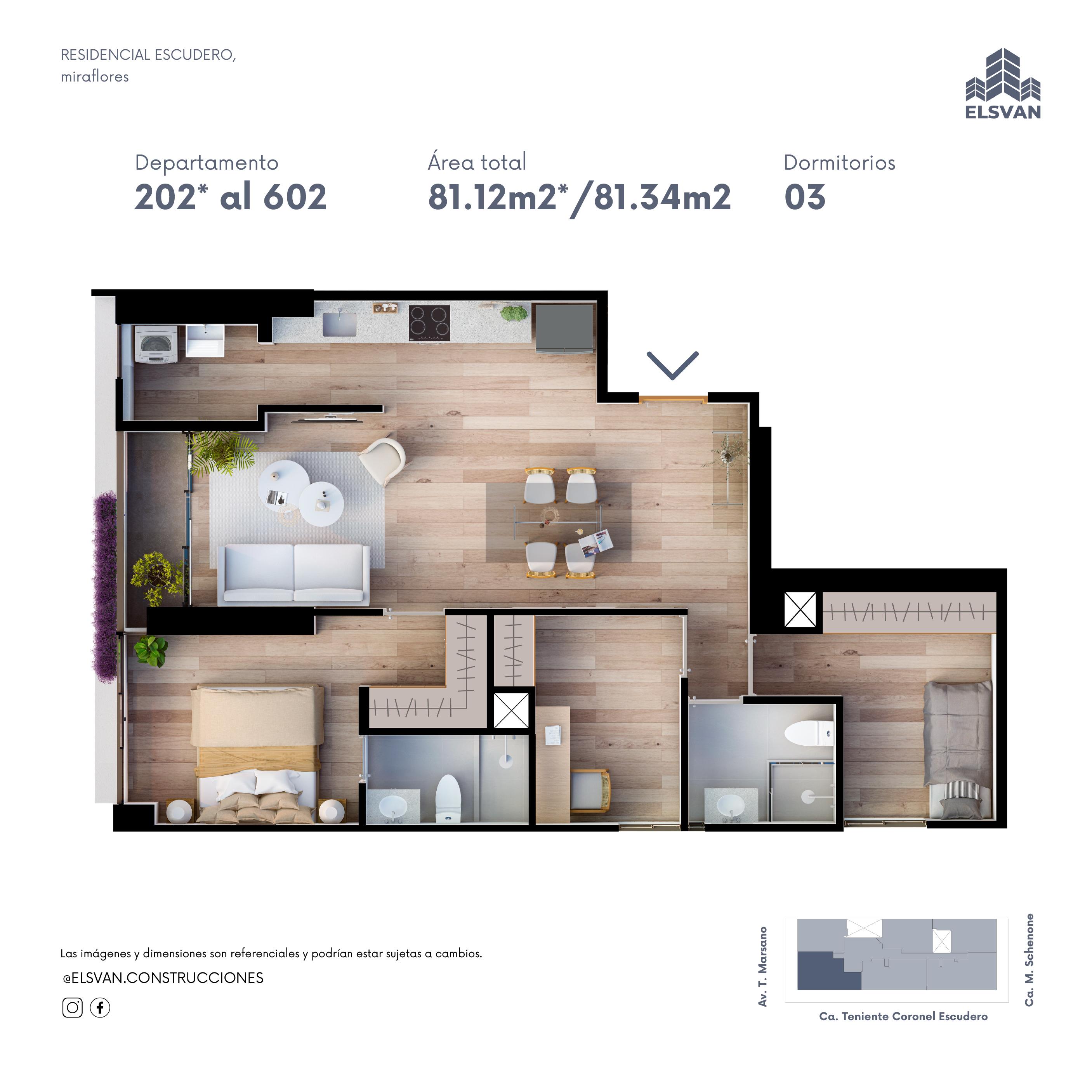 Plano del departamento del Residencial Escudero