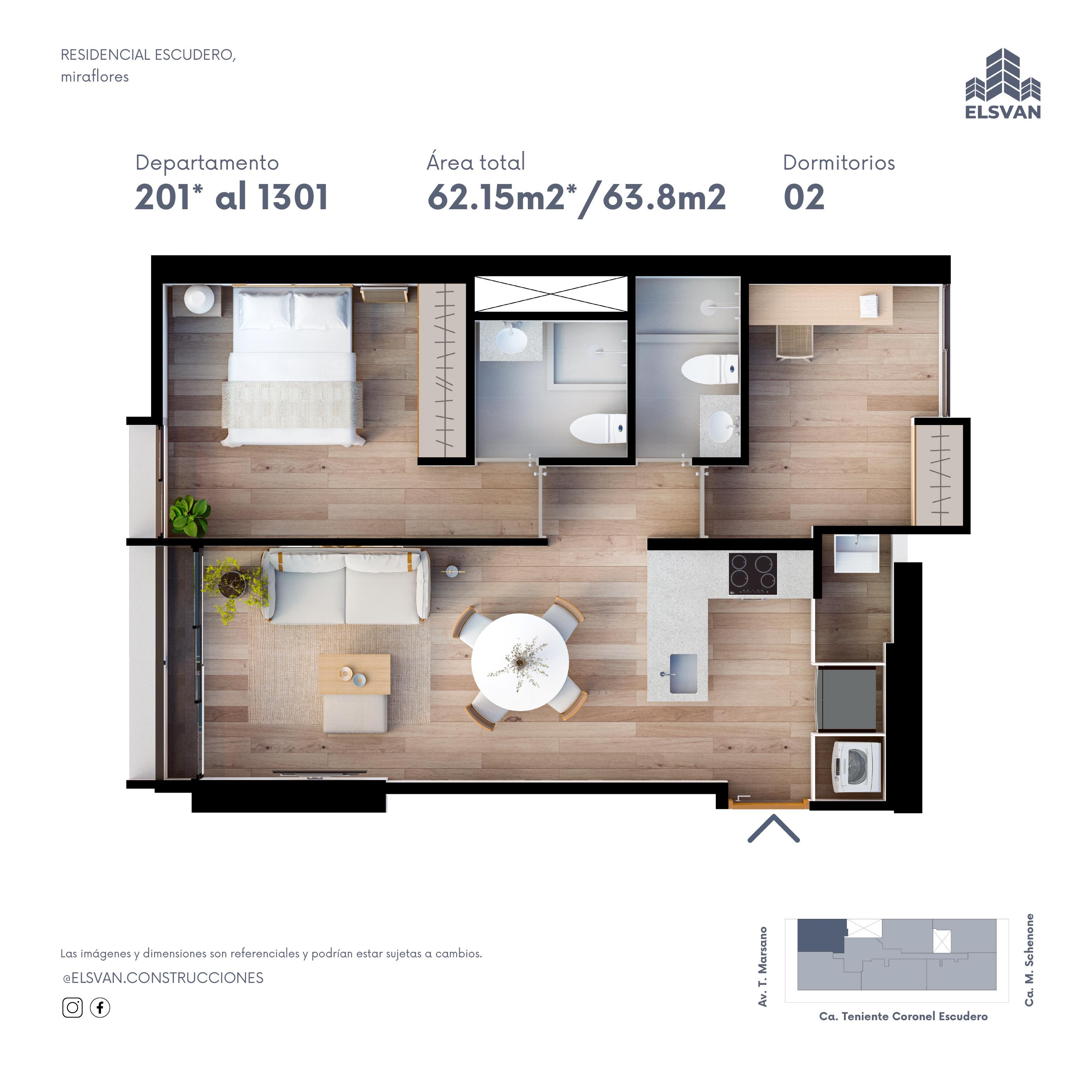 Plano del departamento del Residencial Escudero